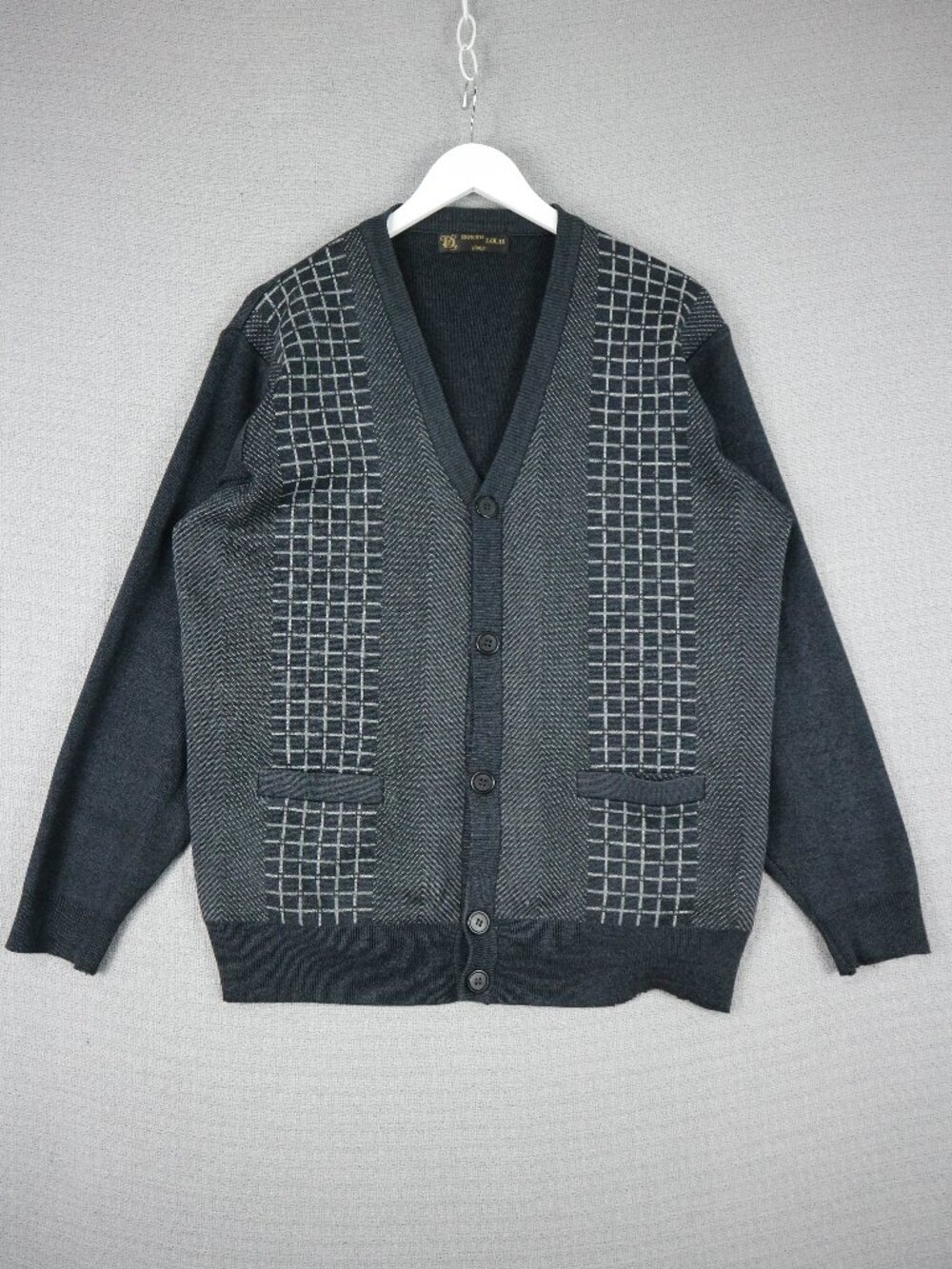 Sergio Louis Italy Knit Cardigan Mens Patterned Vintage 1990s Medium